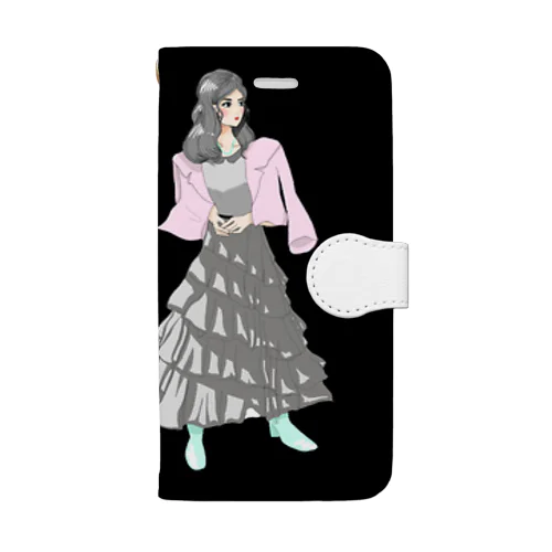 黒のドレススカート Book-Style Smartphone Case