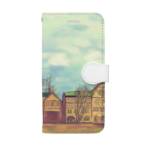 絵画のような街（冬色） Book-Style Smartphone Case
