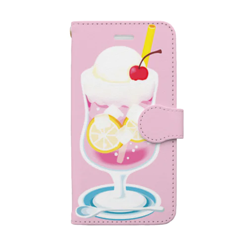 クリームソーダ　スマートホンケース　 ピンクドラゴン　スマホケース　 手帳型 スマホケース 手帳型 全機種対応 手帳型ケース iphone15 pro