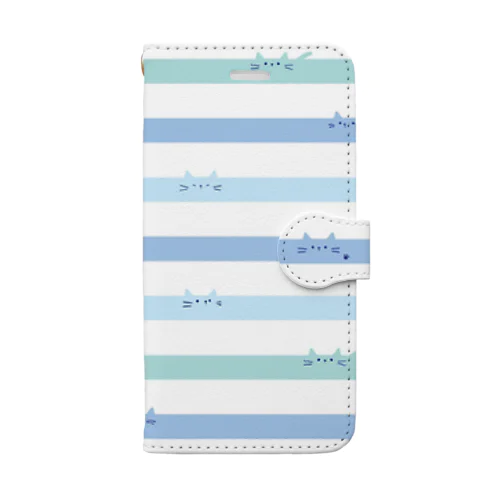 ねこねこねこボーダー Book-Style Smartphone Case