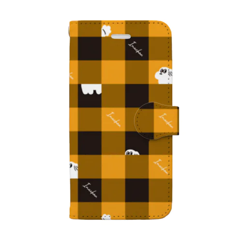 チェック柄な犬ちゃん Book-Style Smartphone Case
