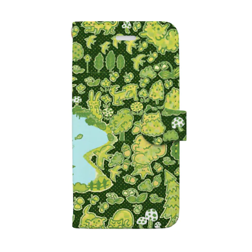 森の仲間たち　深緑 Book-Style Smartphone Case
