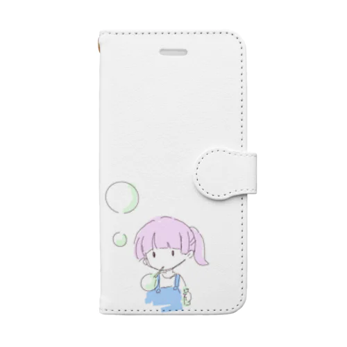 シャボン玉の女の子 Book-Style Smartphone Case