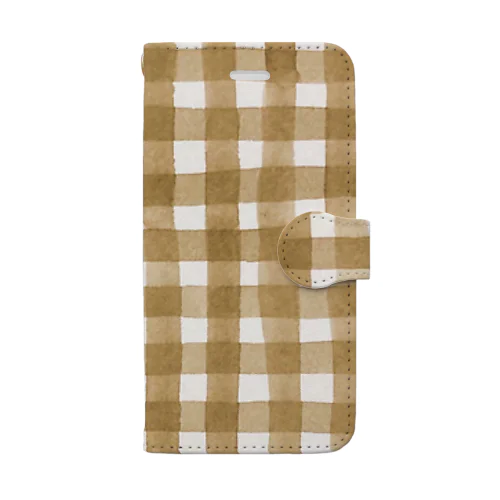 ブラウンギンガムチェック Book-Style Smartphone Case