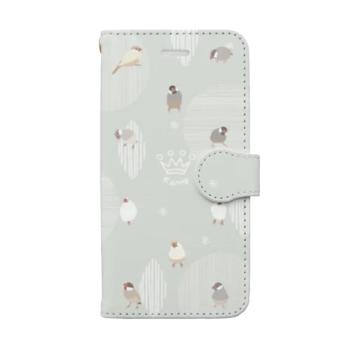 文鳥さん　スマホカバー　ブルーグレー Book-Style Smartphone Case