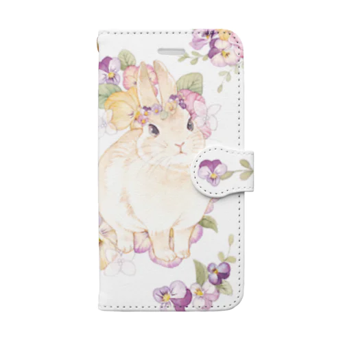 パンジーうさぎ Book-Style Smartphone Case