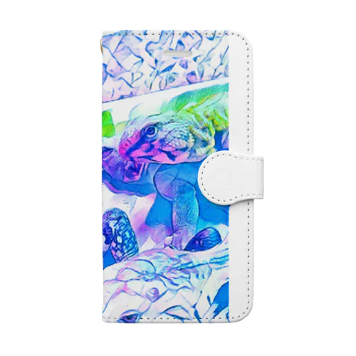 トカゲ大集合 スカイブルー Book-Style Smartphone Case