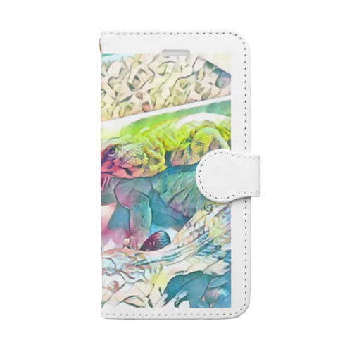トカゲ大集合☆  ピンク✕グリーン Book-Style Smartphone Case