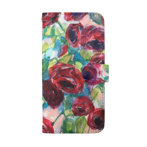エレガントな赤い薔薇 Book-Style Smartphone Case