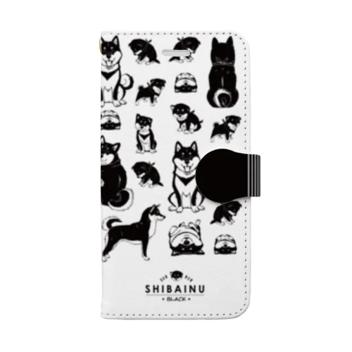 柴犬（黒柴）たくさん Book-Style Smartphone Case