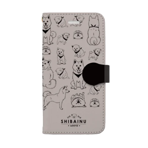 柴犬（白柴）たくさん Book-Style Smartphone Case