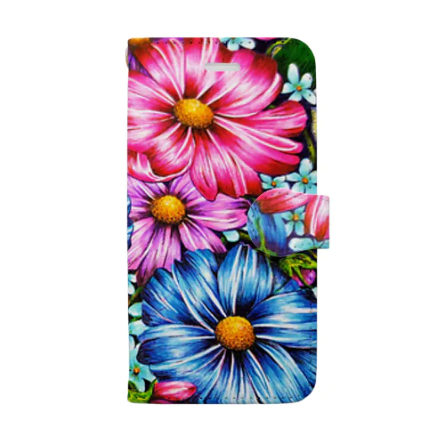 花の作品７(カラーボールペン画) Book-Style Smartphone Case