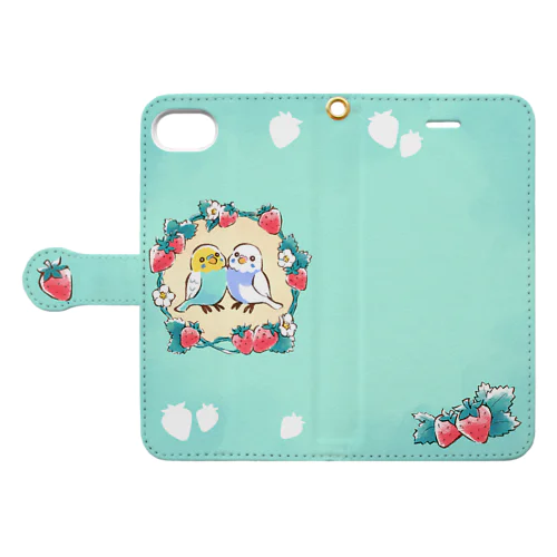 セキセイインコとイチゴ Book-Style Smartphone Case