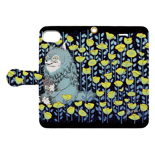 お花畑とオオカミ Book-Style Smartphone Case