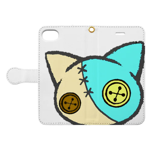 つむぎはぎシリーズ【キャット】小物雑貨 食器コップ持ち手取っ手付きマグカップ 携帯スマホフォアイホンiPhoneアイフォンケースカバー手帳型 キッズ子供こども服女の子おんなのこ男の子おとこのこ男女兼用ベイビーロンパース ハンカチお手拭てふきハンドタオル Book-Style Smartphone Case