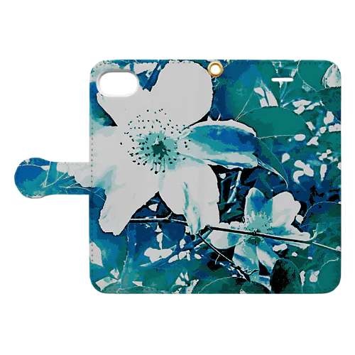 冬に咲く(グリーン) Book-Style Smartphone Case
