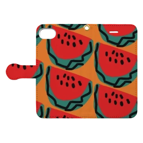 スイカ（オレンジ） Book-Style Smartphone Case