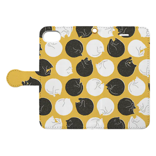 猫ドット（黄） Book-Style Smartphone Case