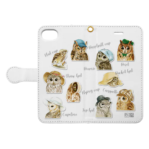 帽子のフクロウ Book-Style Smartphone Case