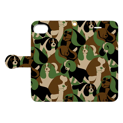 キャバリア×迷彩（カモフラ）柄→自然 Book-Style Smartphone Case