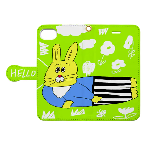 しましまパンツのうさぎ Book-Style Smartphone Case
