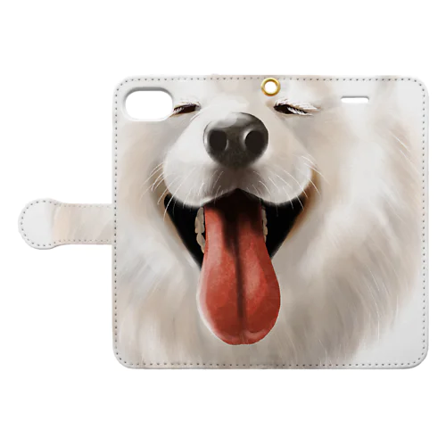 サモエドさくら（幸せそうな表情） Book-Style Smartphone Case