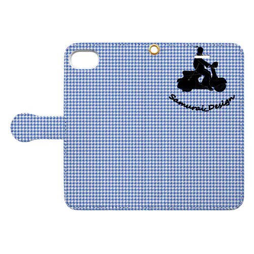 サムライヴェスパ×千鳥格子ブルー Book-Style Smartphone Case