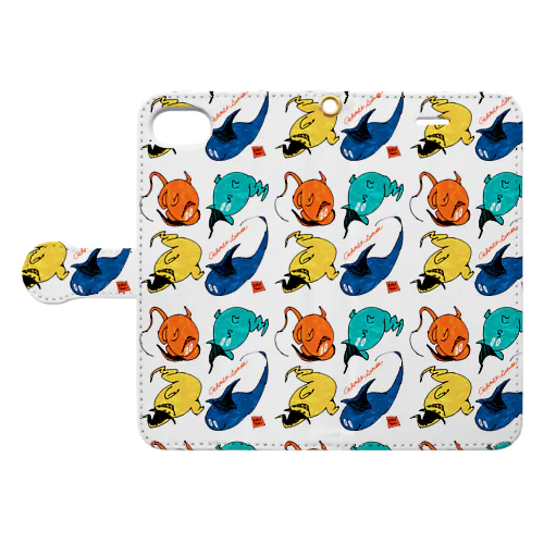 おばけだらけ(白) Book-Style Smartphone Case