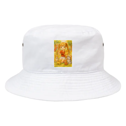 ワンコたちに囲まれる中学生のいぬみバケットハット Bucket Hat