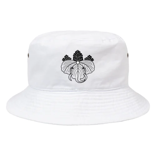 動物家紋。H.T.（桐にゾウ）黒 Bucket Hat