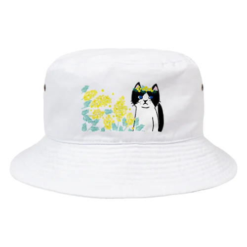 ハチワレねこ、ハッチとミモザ Bucket Hat