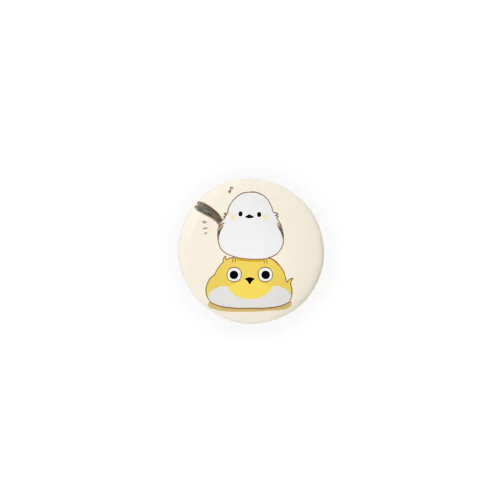 つぶされメジロとごきげんシマエナガ Tin Badge
