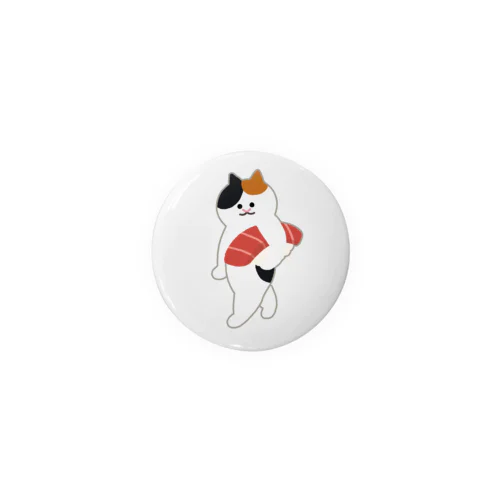 まぐろの握り寿司を自慢げに運ぶねこ Tin Badge