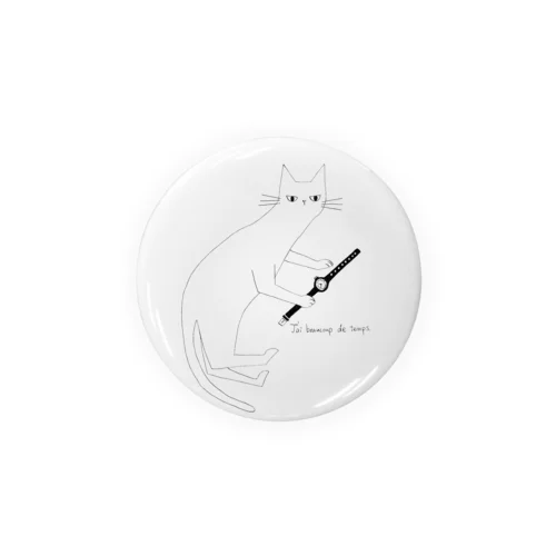 ネコと時計 Tin Badge