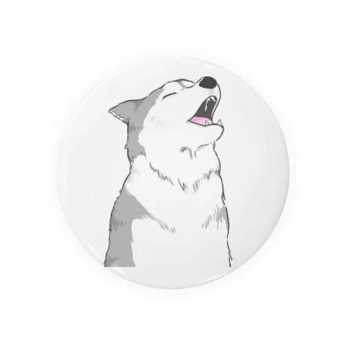 遠吠えするハスキー　シルバー Tin Badge
