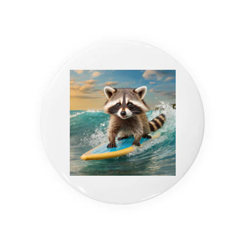 たぬきがサーフィンをしている Tin Badge