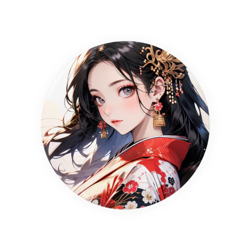 華やかな和装の女性 Tin Badge