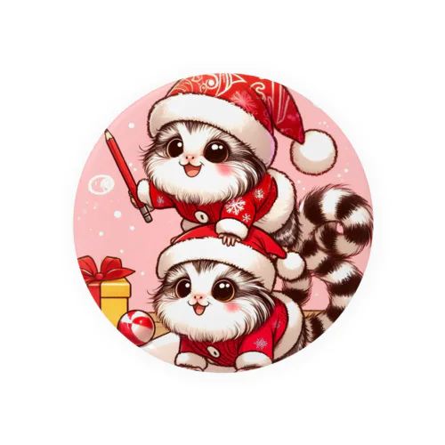 ピグミーマーモセット　かわい　サンタ姿 Tin Badge