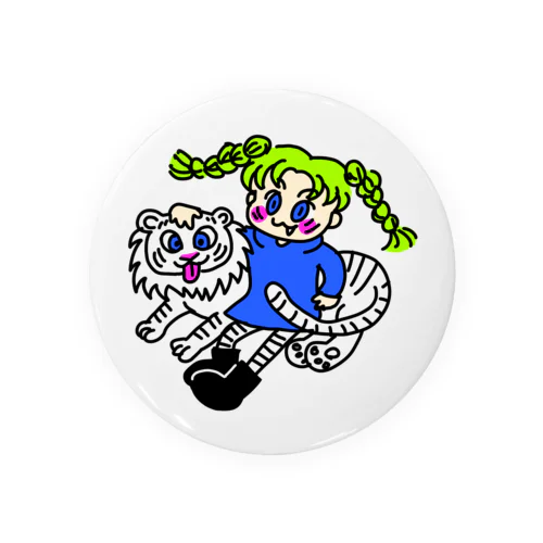 ホワイトタイガーと女の子 Tin Badge