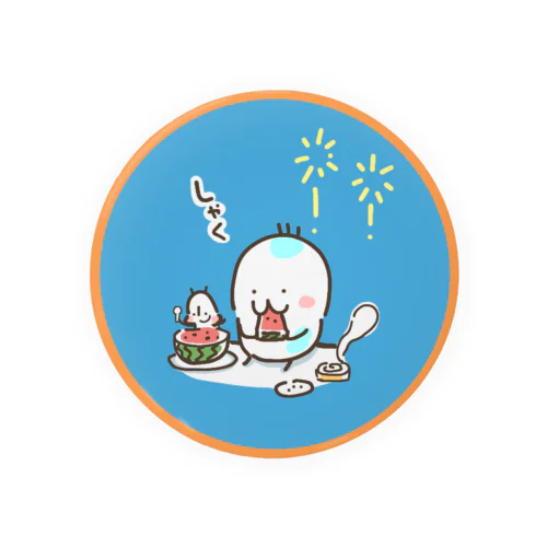 スイカ　しゃく Tin Badge