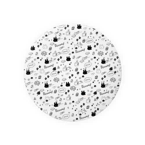 ぷにアメコミ柄ホワイト Tin Badge