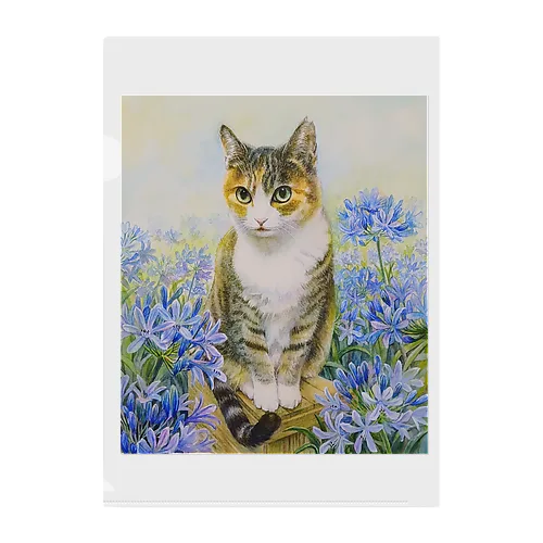 アガパンサスと三毛猫 Clear File Folder