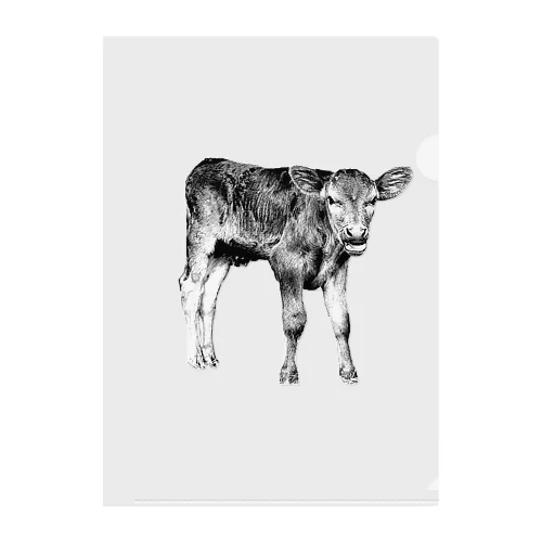 Happy cows♪ モノクロphoto ver. Clear File Folder