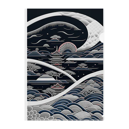 レトロでエモい"lofiアート"【浮世絵サイバーパンクシティ】 Clear File Folder