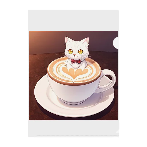 猫のカフェラテ風呂 Clear File Folder