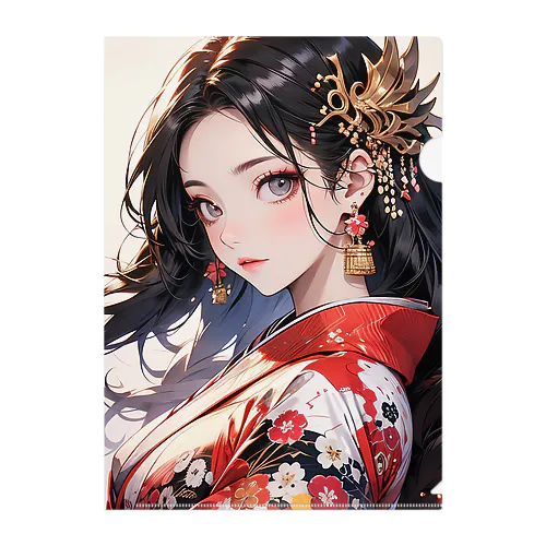 華やかな和装の女性 Clear File Folder
