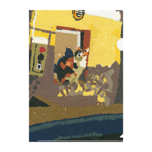地域猫の三毛猫みけちゃん(ちぎり絵) Clear File Folder