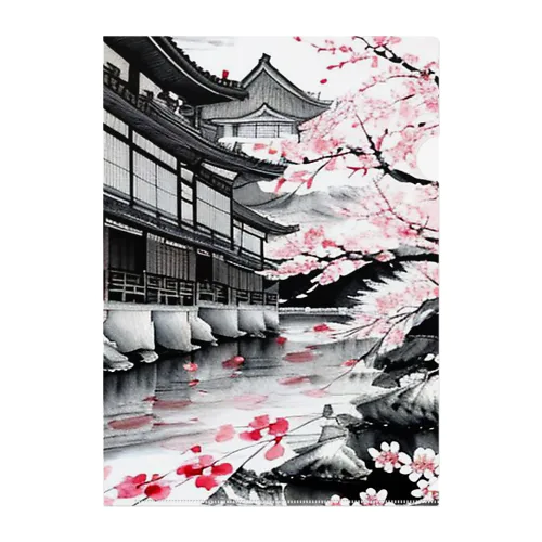 日本家屋と桜 Clear File Folder