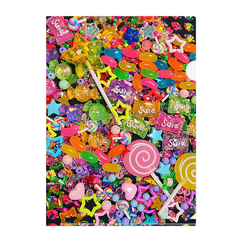 ブラックカラフル Clear File Folder