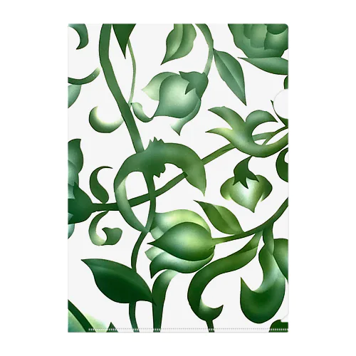 green flowers 緑の花唐草 Clear File Folder